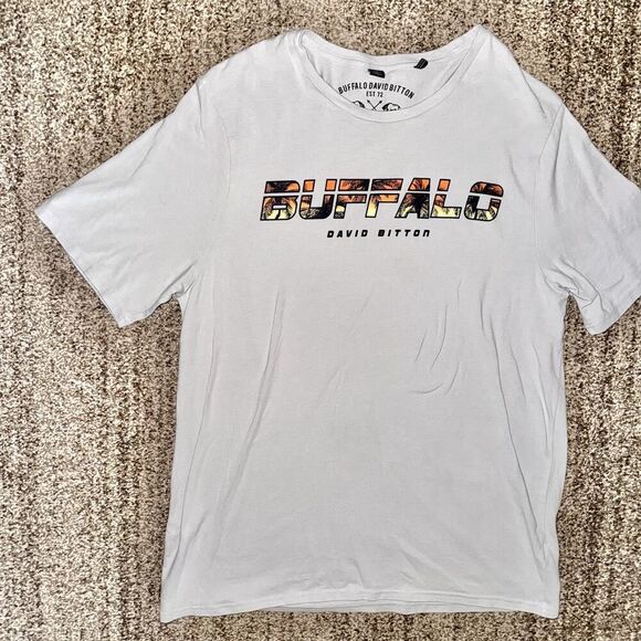 Buffalo David Bitton Men's Graphic Logo Tee T-Shirt in White Size XL - Picture 5 of 8